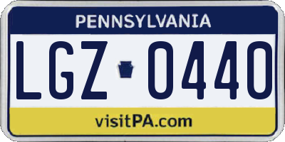 PA license plate LGZ0440