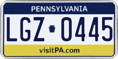 PA license plate LGZ0445