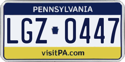 PA license plate LGZ0447