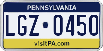 PA license plate LGZ0450
