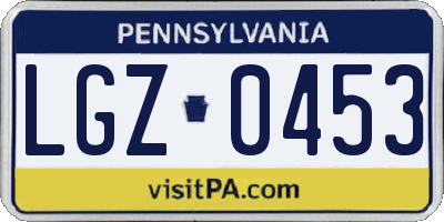 PA license plate LGZ0453