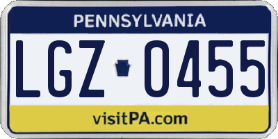 PA license plate LGZ0455