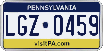PA license plate LGZ0459