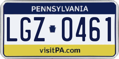 PA license plate LGZ0461