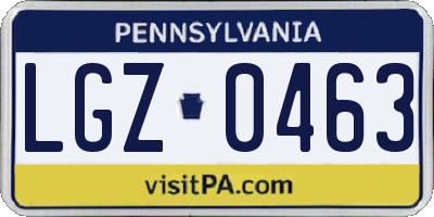 PA license plate LGZ0463