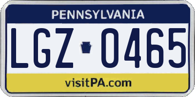 PA license plate LGZ0465
