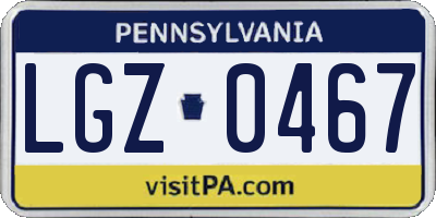PA license plate LGZ0467