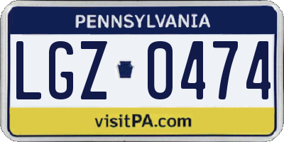 PA license plate LGZ0474