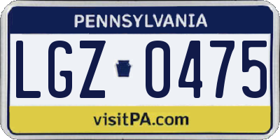 PA license plate LGZ0475