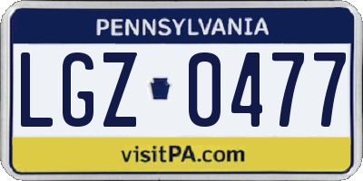 PA license plate LGZ0477