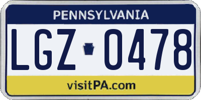 PA license plate LGZ0478