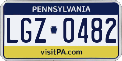 PA license plate LGZ0482
