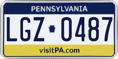PA license plate LGZ0487