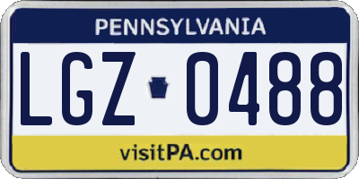 PA license plate LGZ0488