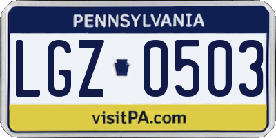 PA license plate LGZ0503