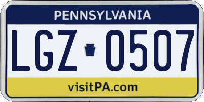 PA license plate LGZ0507