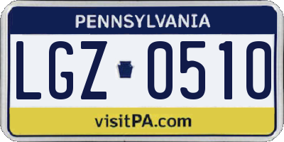 PA license plate LGZ0510