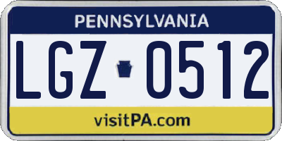 PA license plate LGZ0512