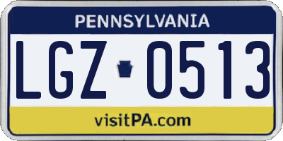 PA license plate LGZ0513