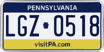 PA license plate LGZ0518