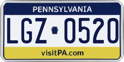 PA license plate LGZ0520