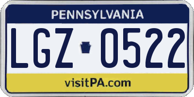 PA license plate LGZ0522