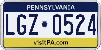PA license plate LGZ0524