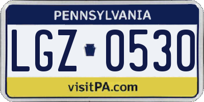 PA license plate LGZ0530