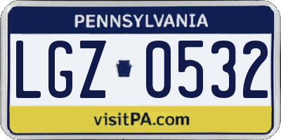 PA license plate LGZ0532
