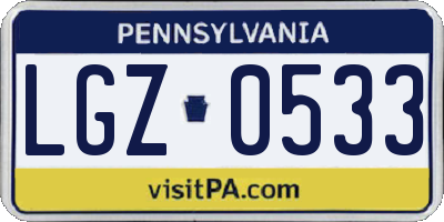PA license plate LGZ0533