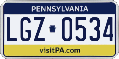PA license plate LGZ0534