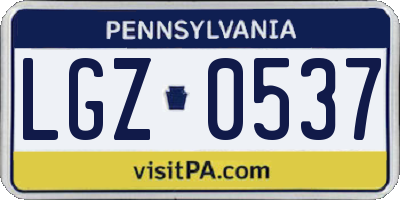 PA license plate LGZ0537