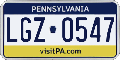 PA license plate LGZ0547