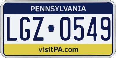PA license plate LGZ0549