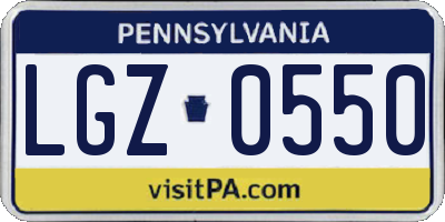 PA license plate LGZ0550