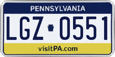PA license plate LGZ0551