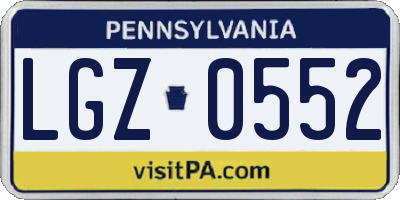 PA license plate LGZ0552