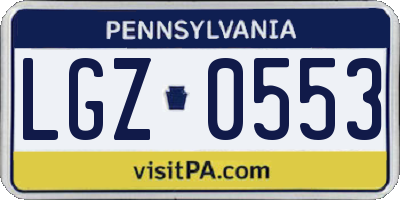 PA license plate LGZ0553