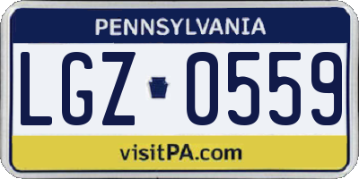 PA license plate LGZ0559