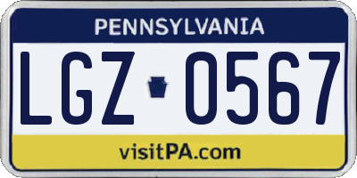 PA license plate LGZ0567