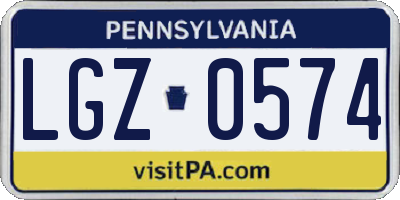 PA license plate LGZ0574