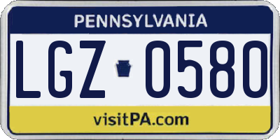 PA license plate LGZ0580