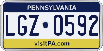 PA license plate LGZ0592