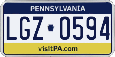 PA license plate LGZ0594