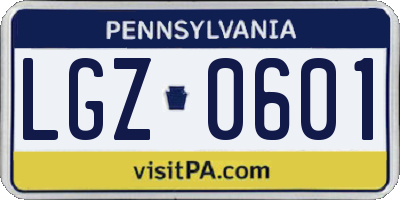 PA license plate LGZ0601