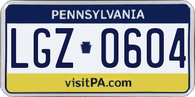 PA license plate LGZ0604