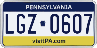 PA license plate LGZ0607