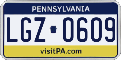 PA license plate LGZ0609