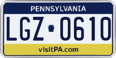 PA license plate LGZ0610