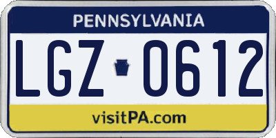 PA license plate LGZ0612